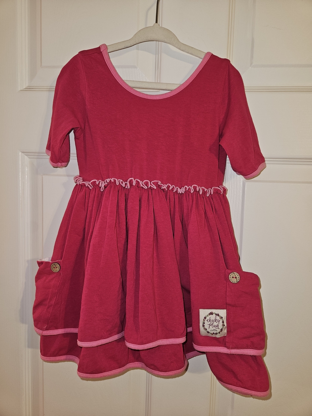 Cheeky Plum Boutique 3T Pink Ruffle Pocket Dress